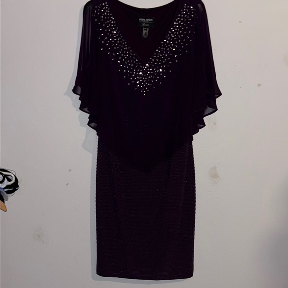 Frank Lyman Design Purple Sheath Dress with Flutter Sleeves - Picture 1 of 7